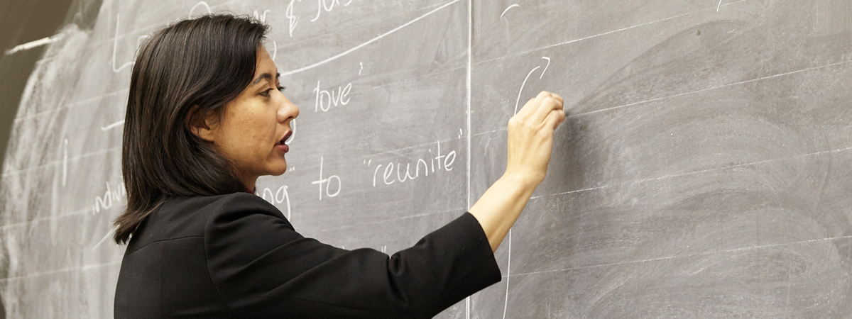 Rev. Dr. Kayko Driedger Hesslein at chalkboard
